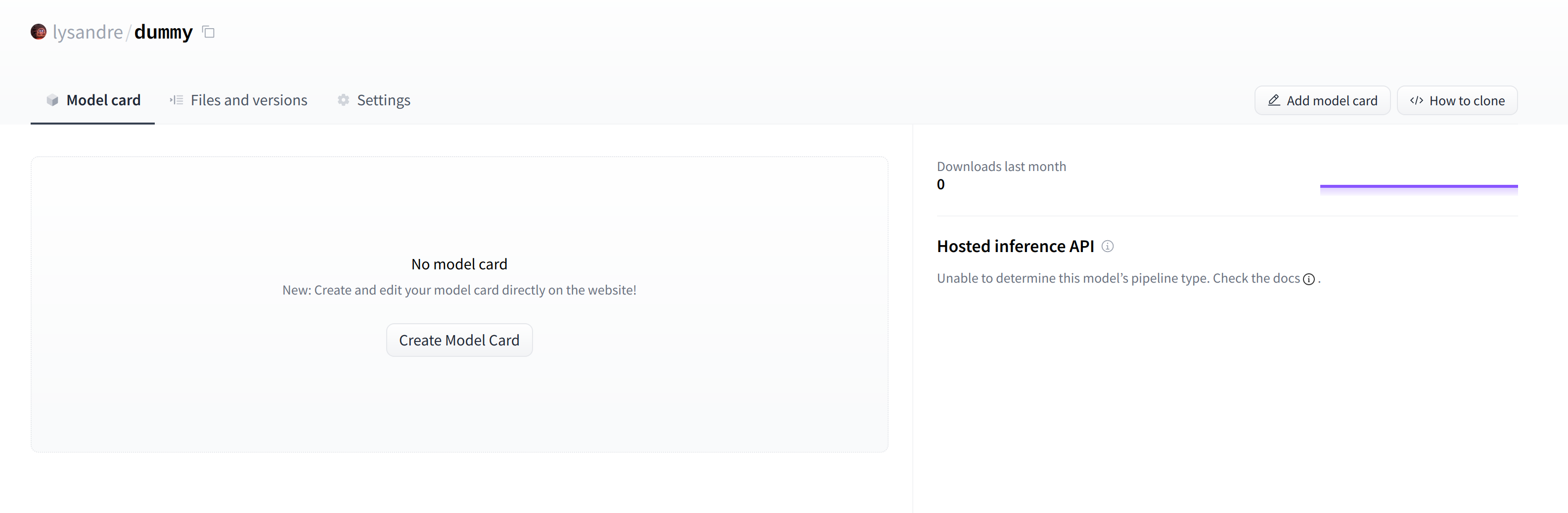 O pagină goală a modelului după crearea unui nou repository.